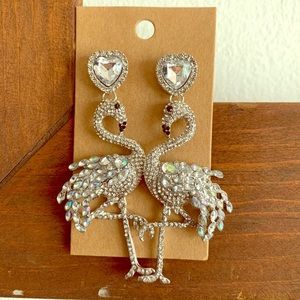 New Rhinestone Flamingo Earrings
